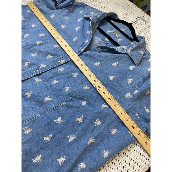 Classic Elements Womens Chambray denim Button Up 3/4 Sleeve Top Plus size 2X - Picture 8 of 9